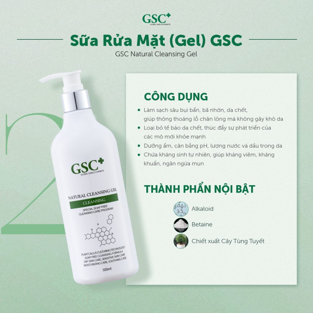 Sữa rửa mặt GSC Natural Cleansing Gel Sữa rửa mặt GSC Natural Cleansing Gel